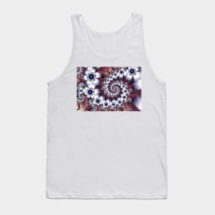 White Fractal Flowers Tank Top